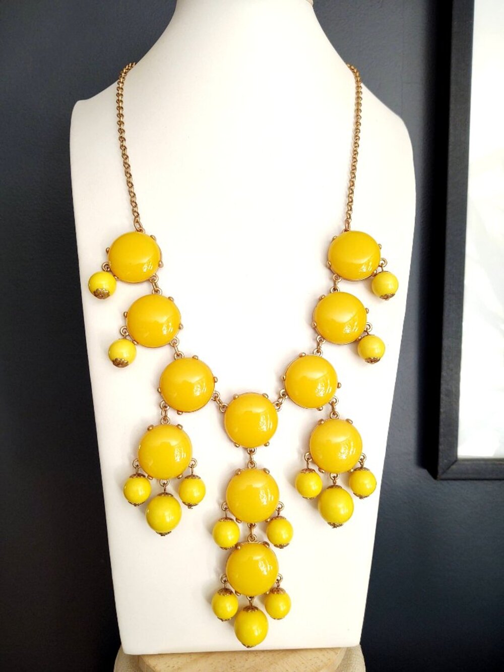 2 tone bright yellow bubble necklace